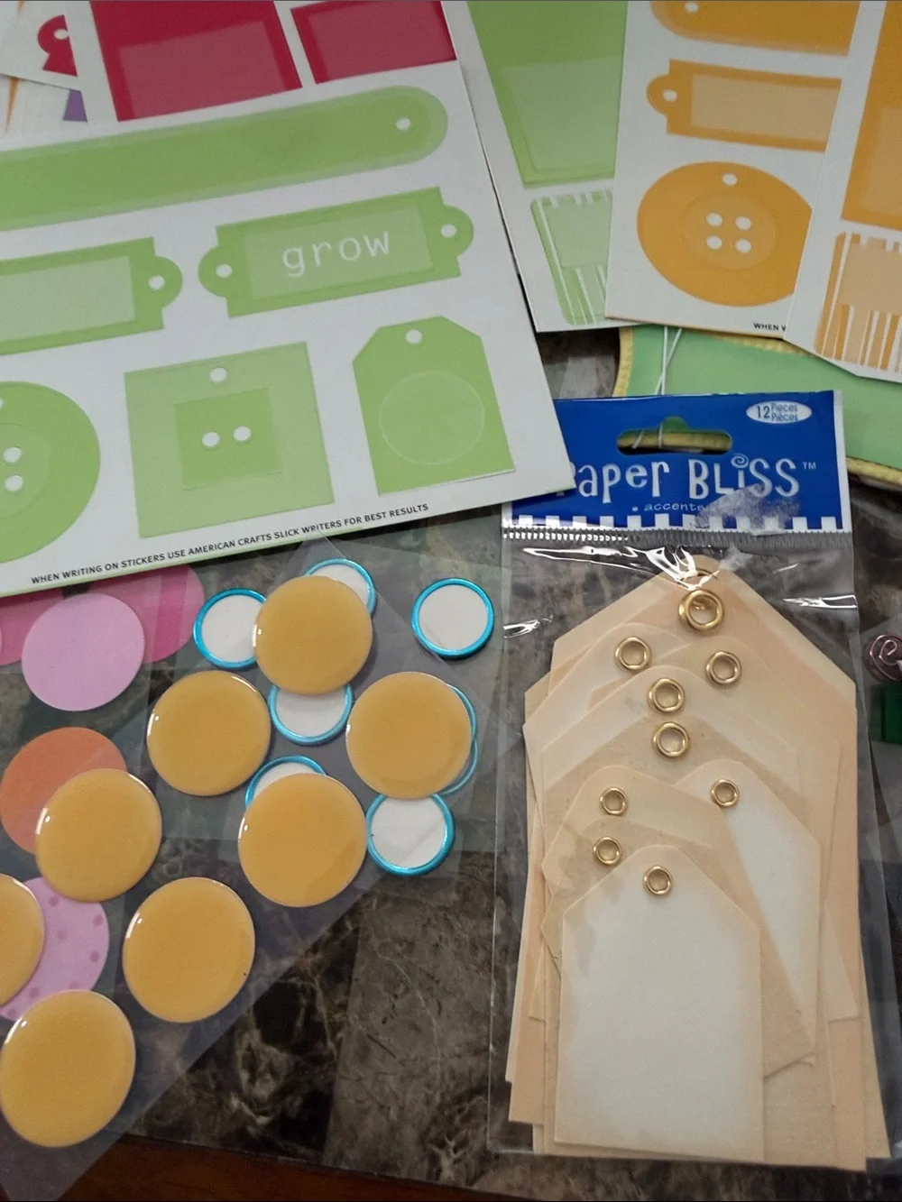 Various Dots and Tags Scrapbooking Embellishments